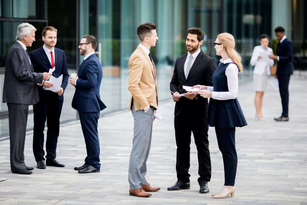 Small business owners networking